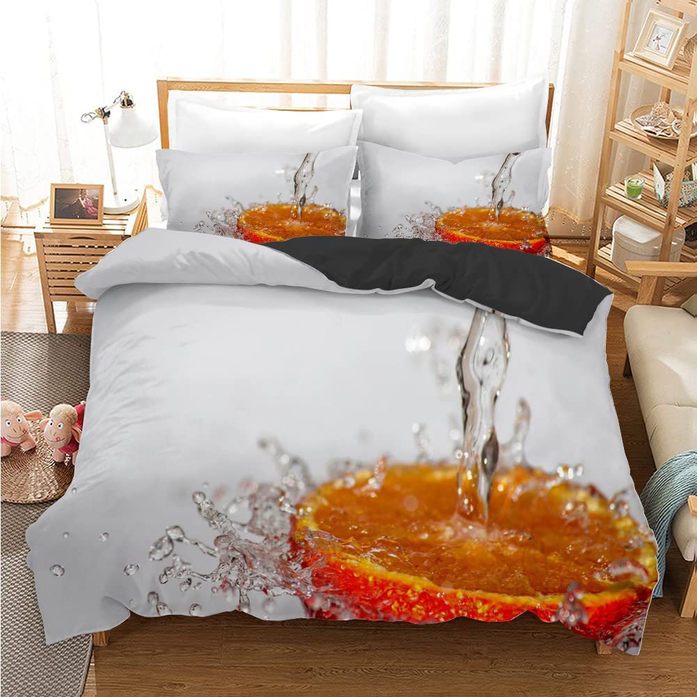 Lemon Duvet Cover Set Fresh Fruits Pattern Polyester Comforter Cover King Queen Twin Full Size For Kids Teens Adults Bedding Set