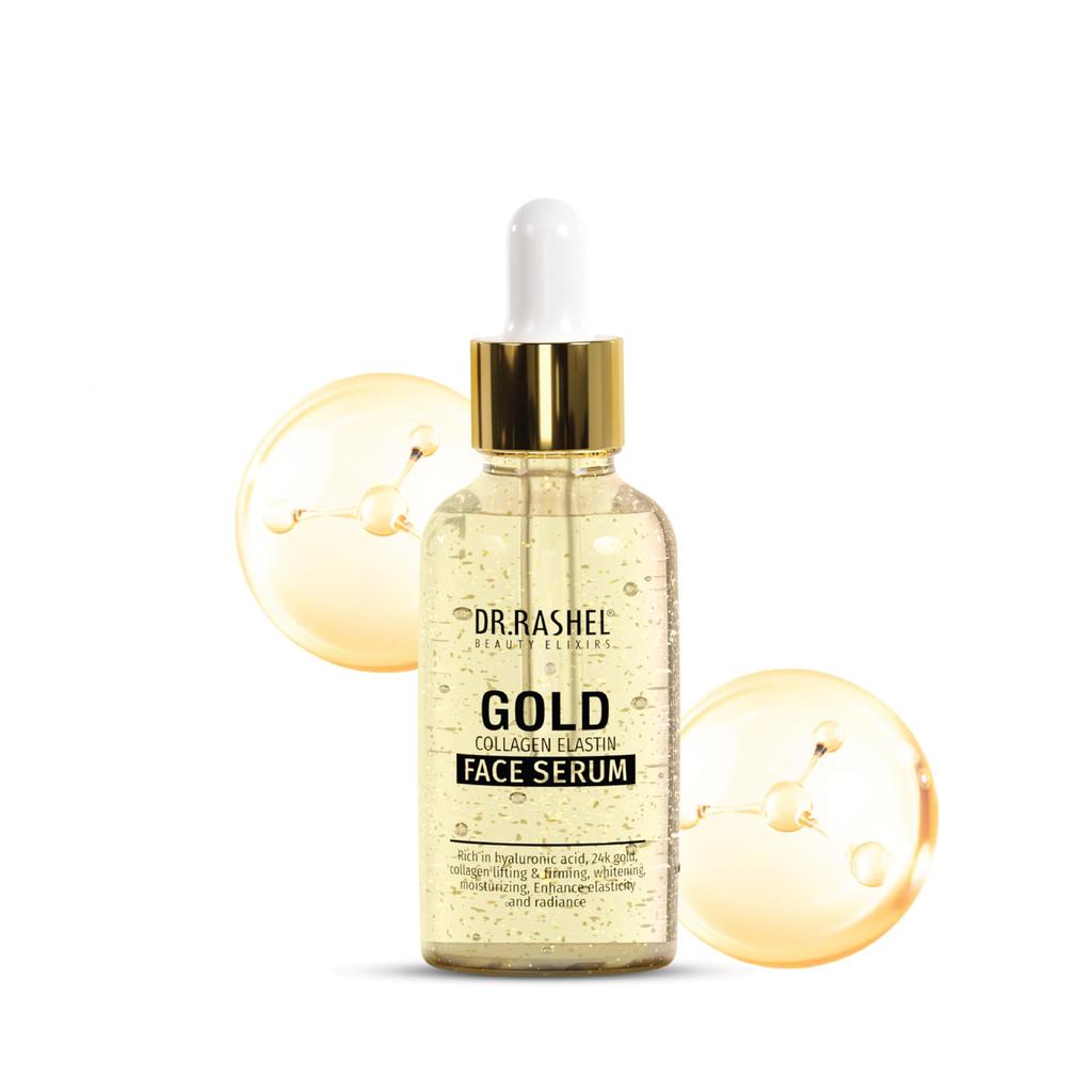 Dr.Rashel Gold Face Serum For Moisturizing & Glowing Skin | Fighting Against Aging, Sun Damage, Dark Spots | 30Ml