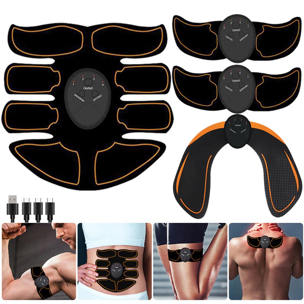 EMS Abdominal Muscle Stimulater USB Charging Electric Weight Loss Stickers Portable 6 Modes 10 Gears for Abdomen Arm Hip Leg