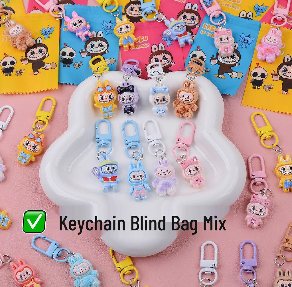 Labubu Keychain Blind Bag: Mini DIY Resin Accessories, Creative Gift, Schoolbag Pendant