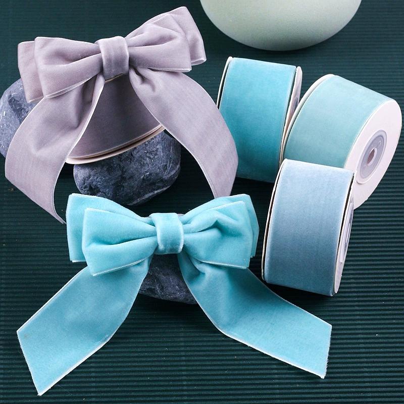 Eco-Friendly 38mm Single-Sided Flocked Velvet Ribbon Spool for Gift Wrapping DIY Bows Hair Accessories Birthday Cake Box Bands