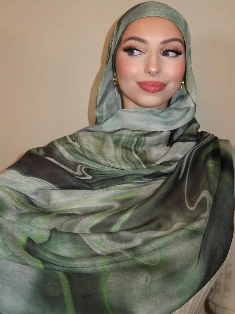 Fashion Glasses M Women's 2025 Watercolor Floral Modal Hijab Scarf Breathable Soft Long Fashion Scarves Headscarf Paisley Print Muslim Hijabs For