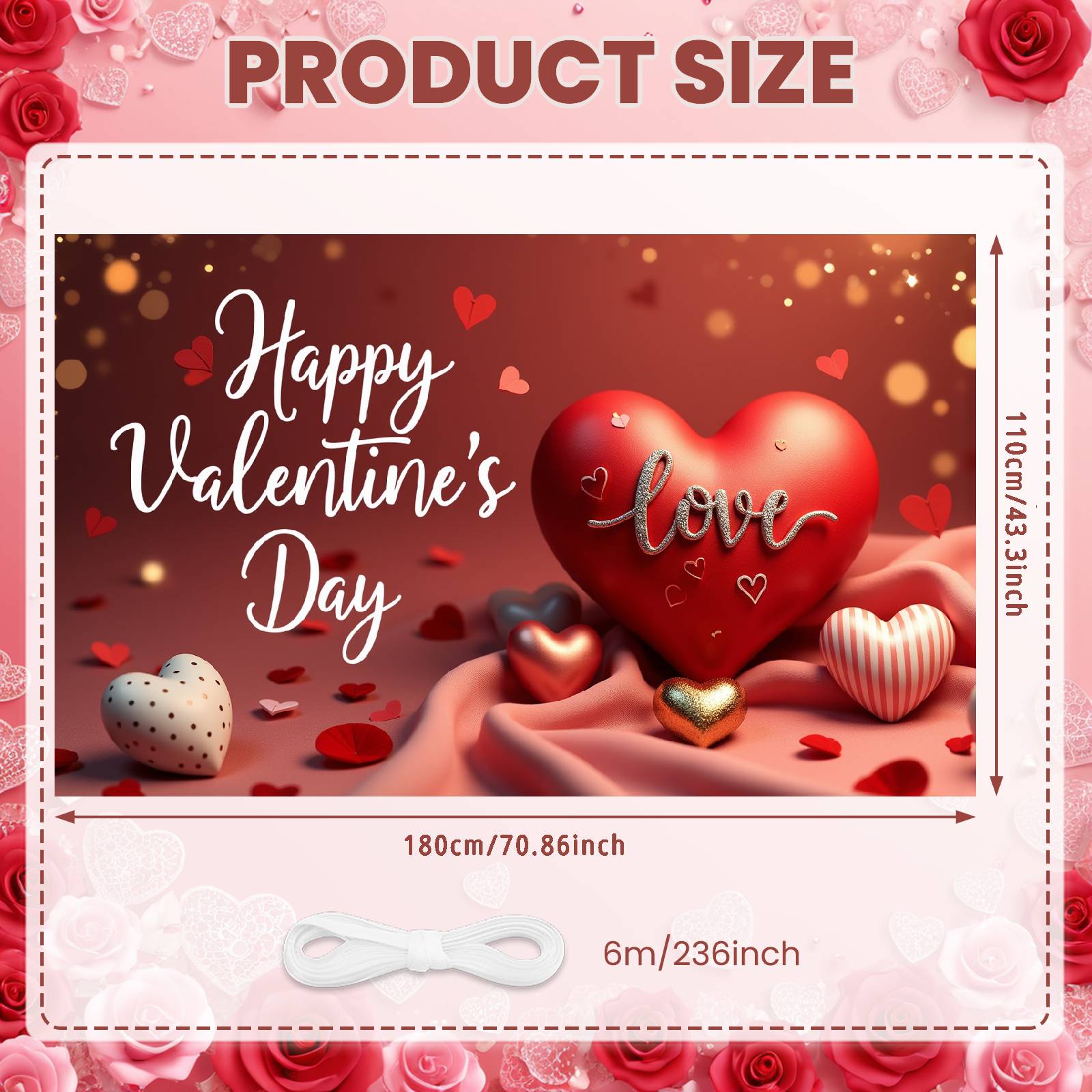 Valentine s Love Backdrop Romantic Valentine s Day Display Happy Valentine s Day Banner Glittery Lettering For Proposal