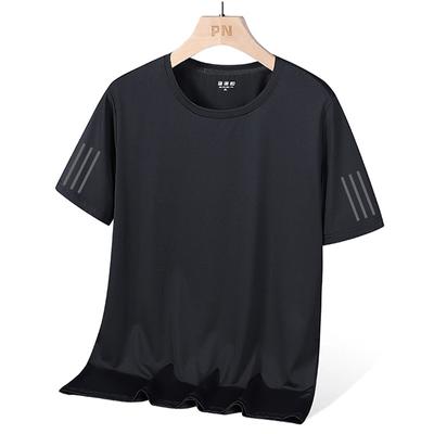 Plus Size Summer Short Sleeved T-shirt, Round Neck T-shirt, Loose and Breathable Ice Silk T-shirt