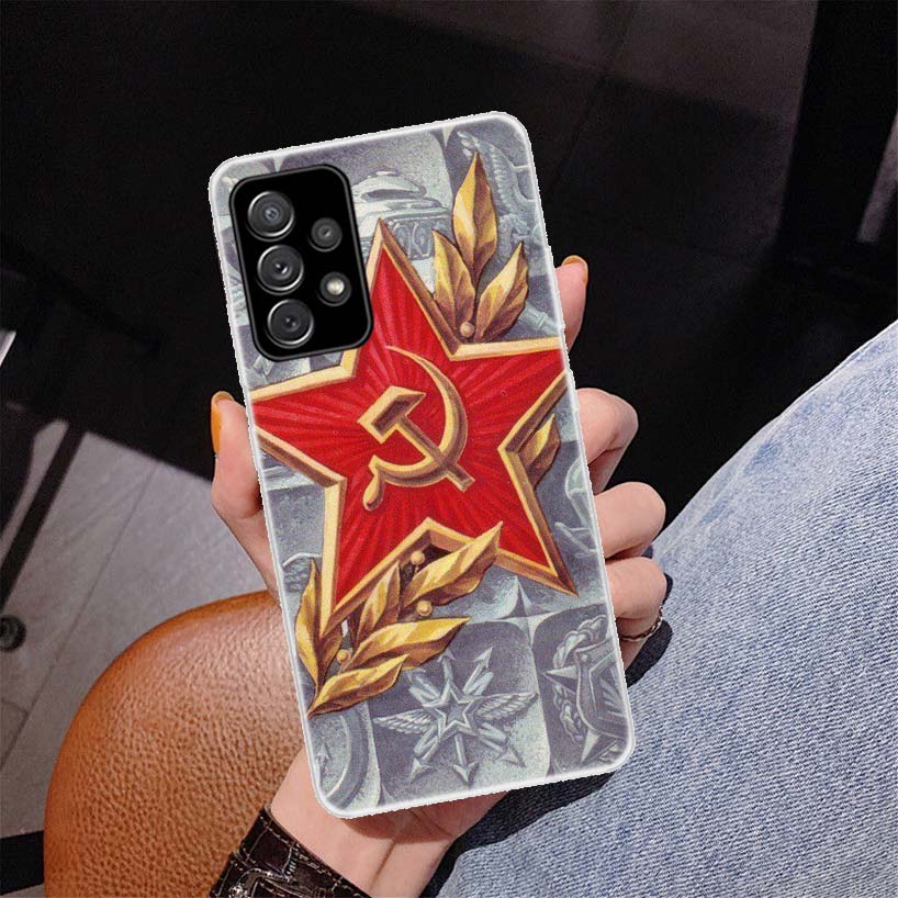Soviet Union USSR Flag Cover Phone Case For Samsung Galaxy A53 A52 A73 A72 A12 5G A13 A22 A23 A32 A33 A02S A03S A42 A43 A50S Coq
