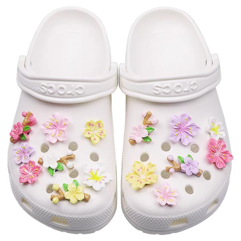 3D Peach & Cherry Blossom Hanfu Clog Accessories - High-End DIY Petal Shoe Flower Buckle