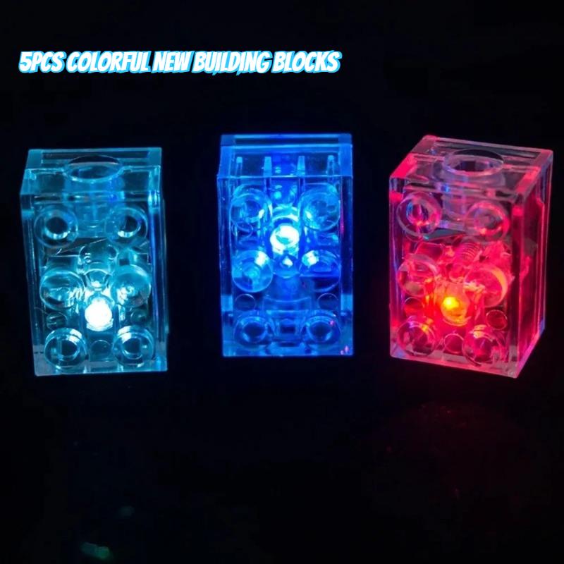 5PCS New Building Blocks Colorful Bricks LED Light-emitting Baby Compatible Block Models Kids Toys For Children's Birthday Gifts