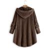Women S Solid Color Hooded Button Plush Casual Coat