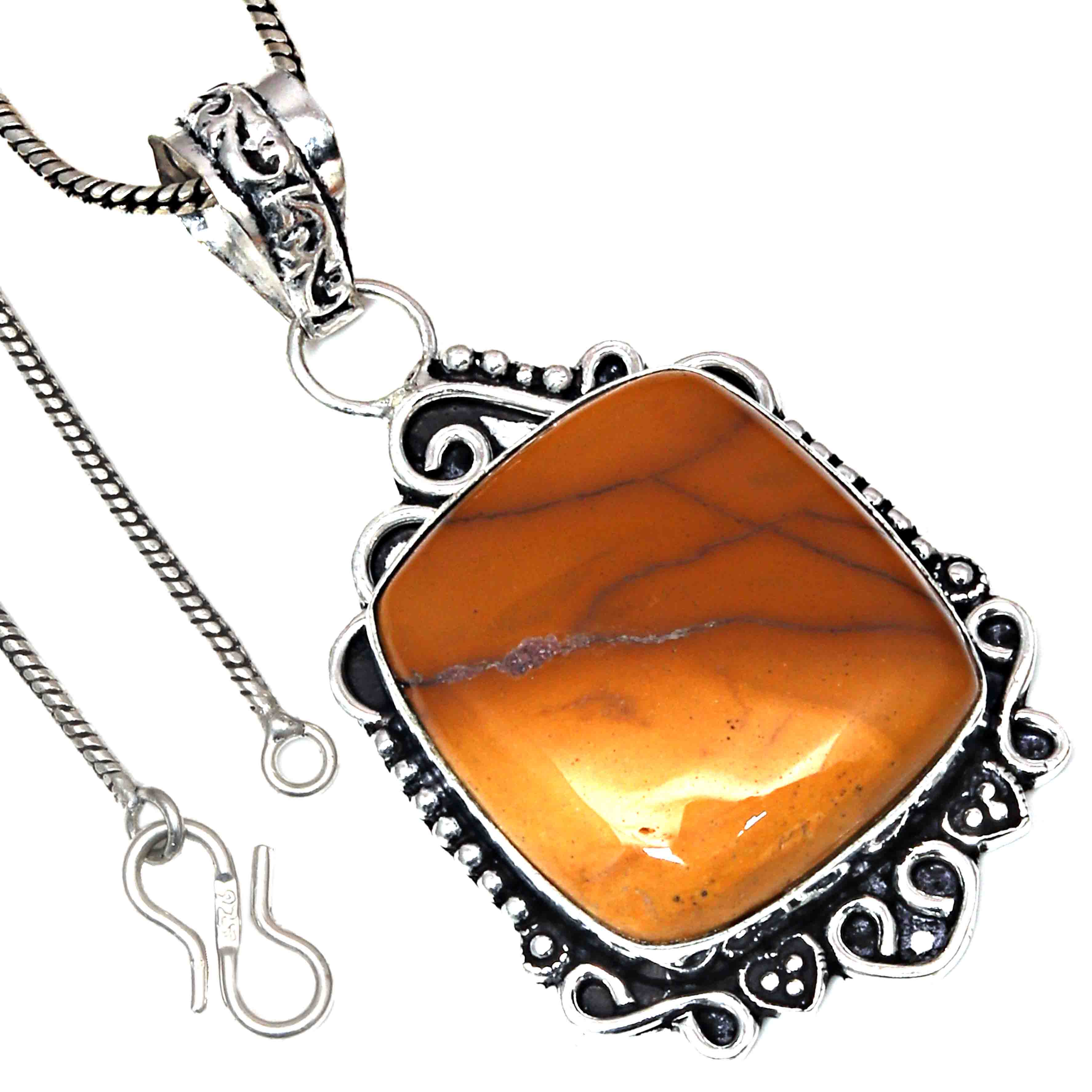 

Подвеска с яшмой дикой лошади, драгоценный камень, серебряное украшение на День святого Валентина, 2,25 дюйма