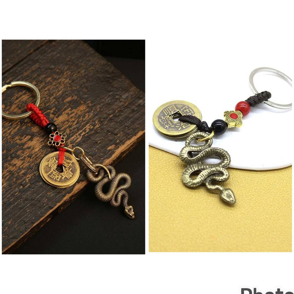 Thailändsk Amulett 2025 Ormens År Kinesiskt Zodiak Nyckelring Hänge Vintage Skyddsamulett Talisman Pengar Välstånd Framgång Hälsa Lyckosmycke Mynt