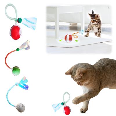 Interactive Cat Toy Ball with Elastic Mesh Tail Automatic Pet Exercise Toy Motion Activated Electric Cat Toy for Indoor Cats