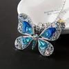 Retro Multicolor Rhinestones Butterfly Pendant Necklace Silver Plated Jewelry
