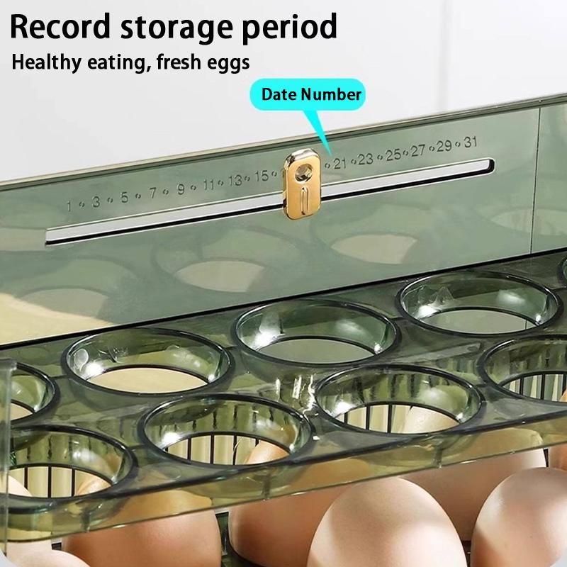 Küche Großraum Eier Kühlschrank Aufbewahrungsbox - Tragbarer Mehrschichtiger Eierablage Organizer, Automatisch Öffnender/Schließender Eierhalter