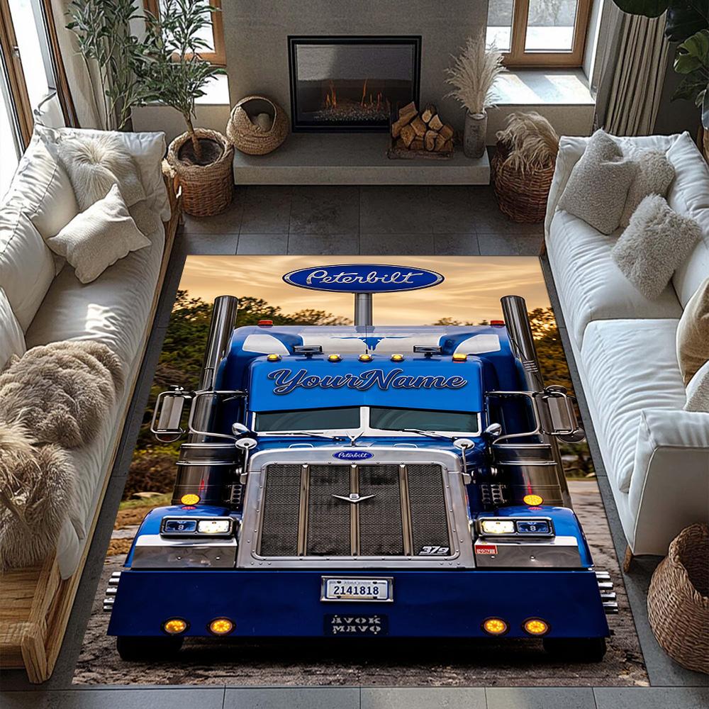 Peterbilt Heavy Trucks Customize Text Carpet Perfect for Hallway Kitchen Dormitory Balcony Antislip Carpet Office Home Decor Birthday/Christmas Gift