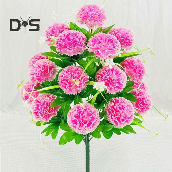 Artificial Carnation Realistic 18 Head Fake Silk Flower UV Resistant Wedding Party Indoor Outdoor Garden Yard Faux Flower Plants Decoration