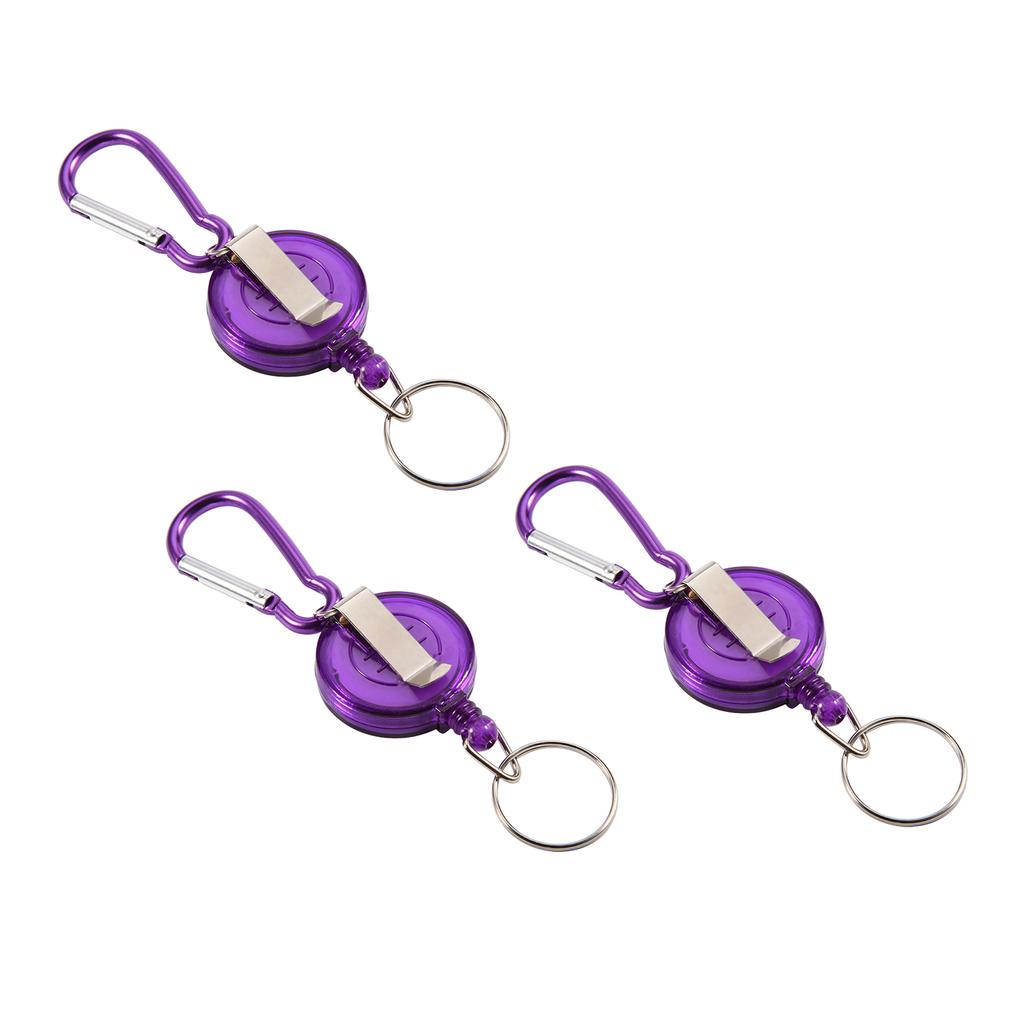3 Stück Angelwerkzeug Nylonkordel Stopper Einziehbarer Ring Rollenhalter Schlüsselanhänger (lila)