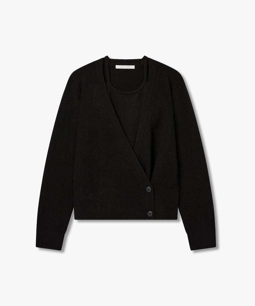 Bobeu Cardigan Layered Wool Blend Knit Pullover_Black 7156150002