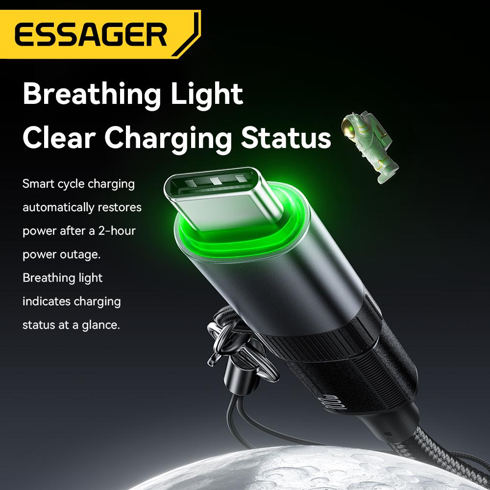 Essager 100W 5A Smart Power-off OTG Adapter Type C OTG Connector With Lanyard For iPhone 17 16 15 Android Phones Tablet Laptop