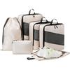 6-Piece Set Compression Feature Travel Organizer Cubes Space-Saving Organizer  Suitcase Packing