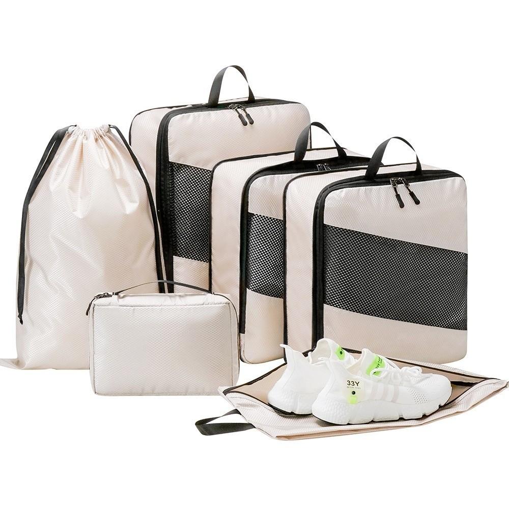 6-Piece Set Compression Feature Travel Organizer Cubes Space-Saving Organizer  Suitcase Packing