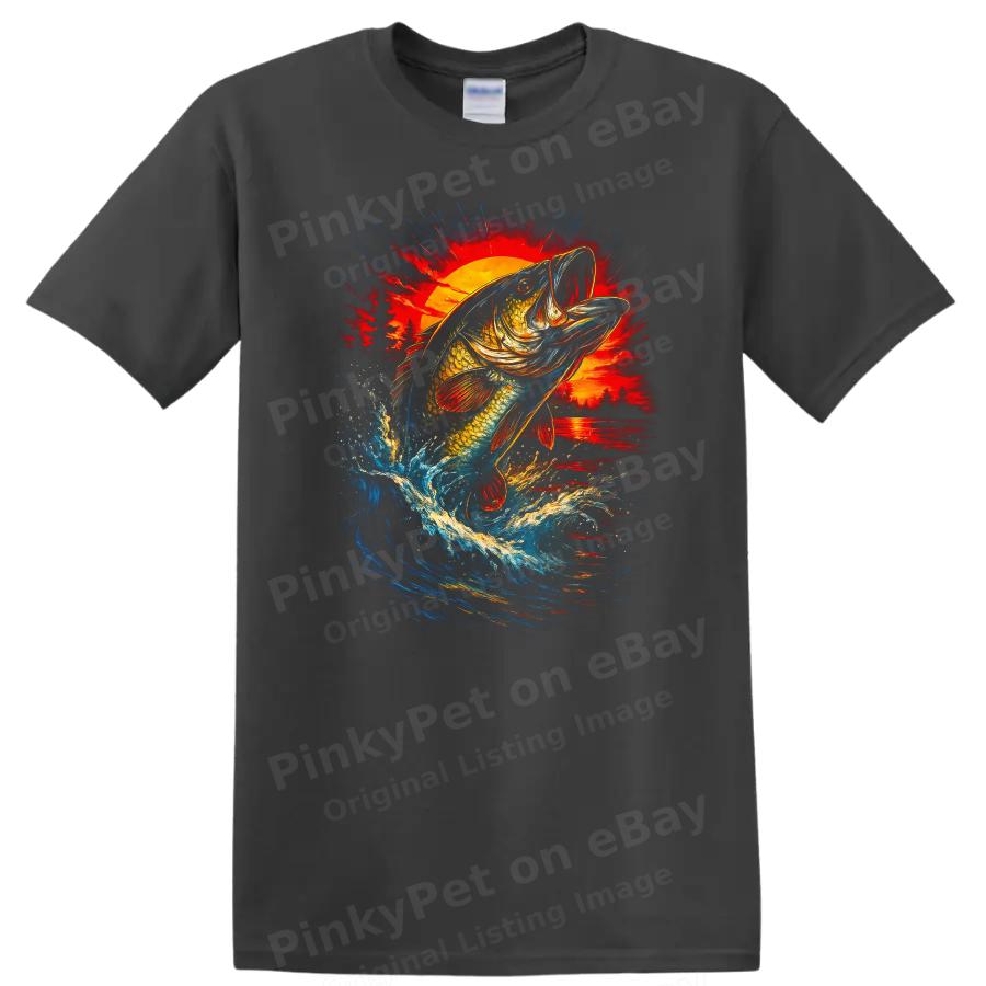 Fish Jumping T Shirt Sunset Water Adventure Fishing Lover Tee