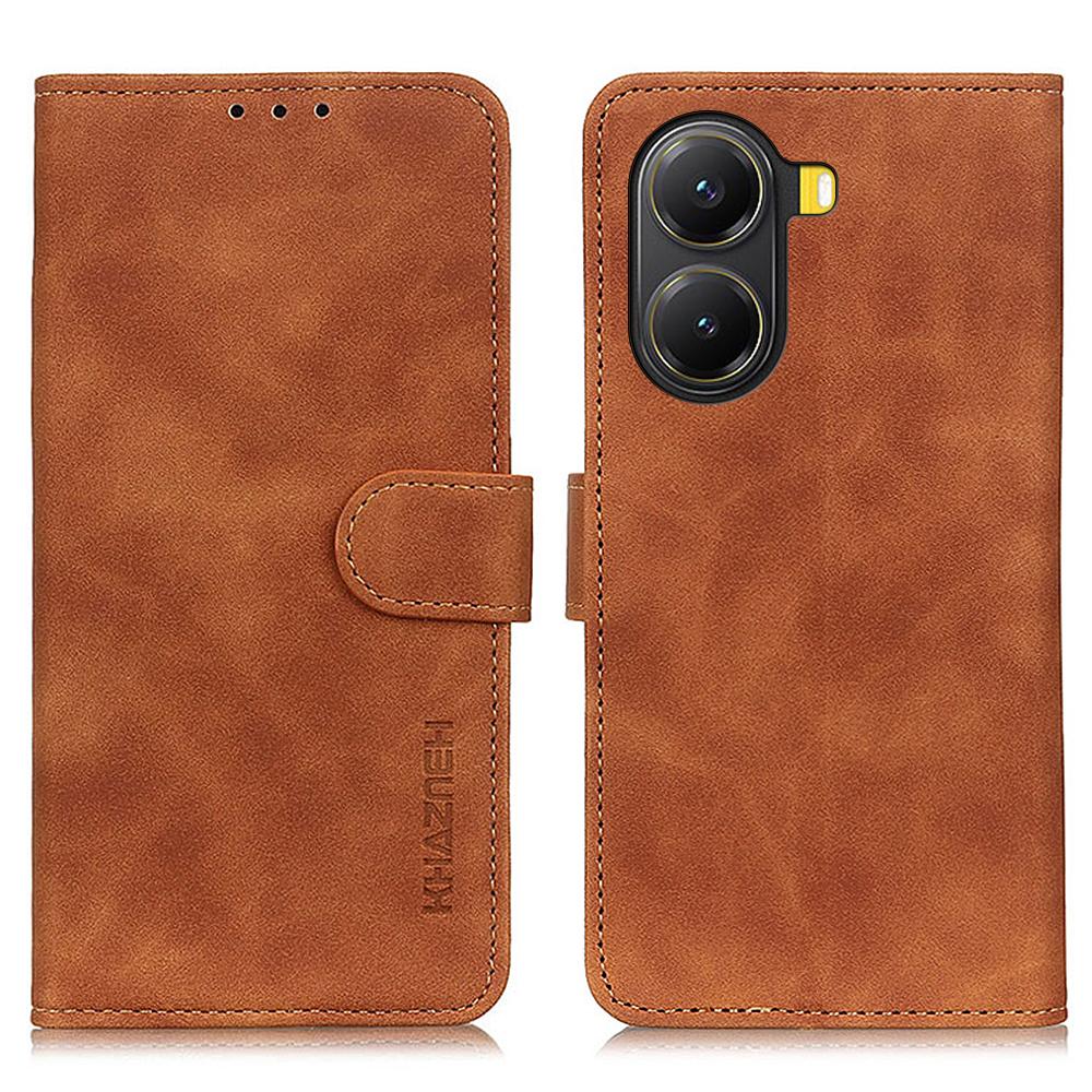 

KHAZNEH For Xiaomi Redmi Turbo 4 5G/Poco X7 Pro 5G Case PU Leather Retro Texture Phone Cover Brown