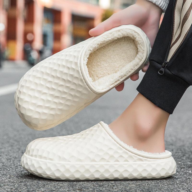 Men Warm Winter Cotton Shoes Women Warm Fur Home Slippers EVA Non-Slip Plush Slippers Indoor Couple Thick Sole Footwear Slides