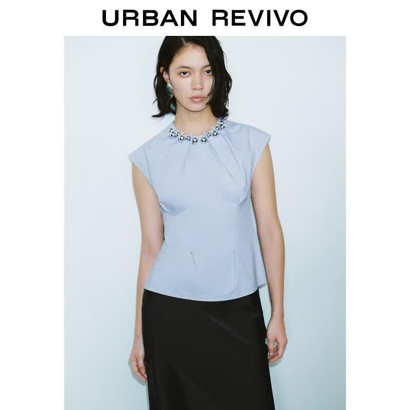 UR Women s Pleated Fly Sleeve Blouse M