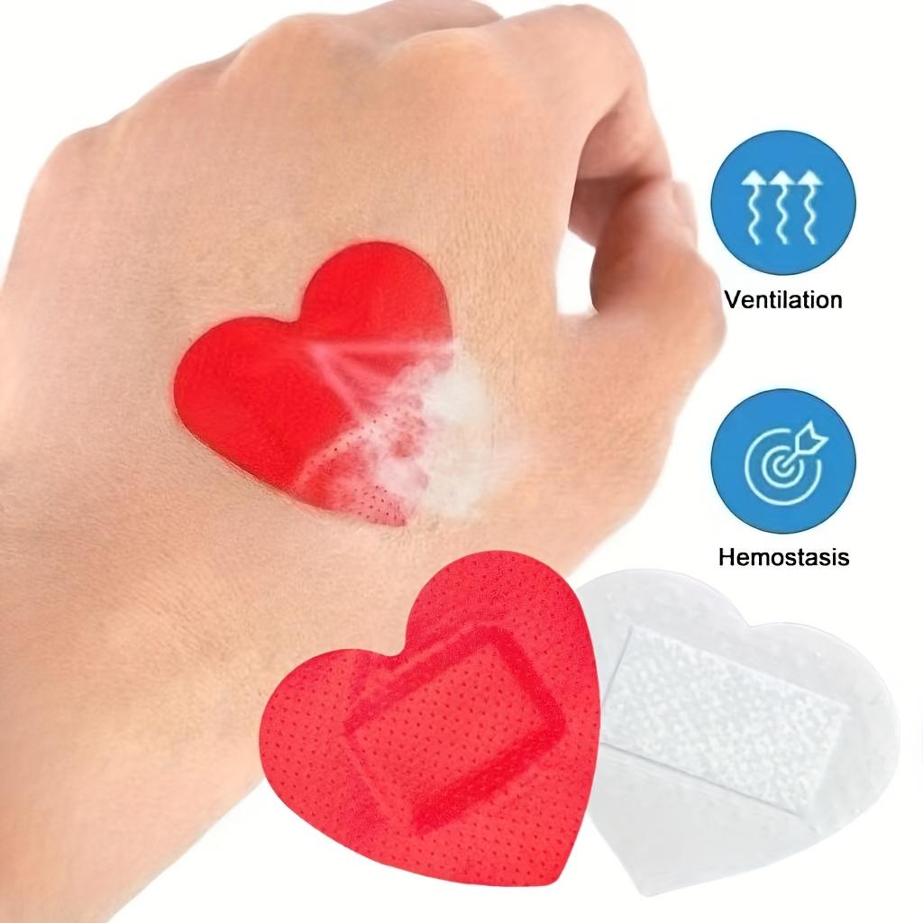 20/50pcs Red Heart-Shaped Bandages -Valentine's Day Wound Care Stickers, Flexible Colorful Cute Adhesive Bandages, Romantic Gift