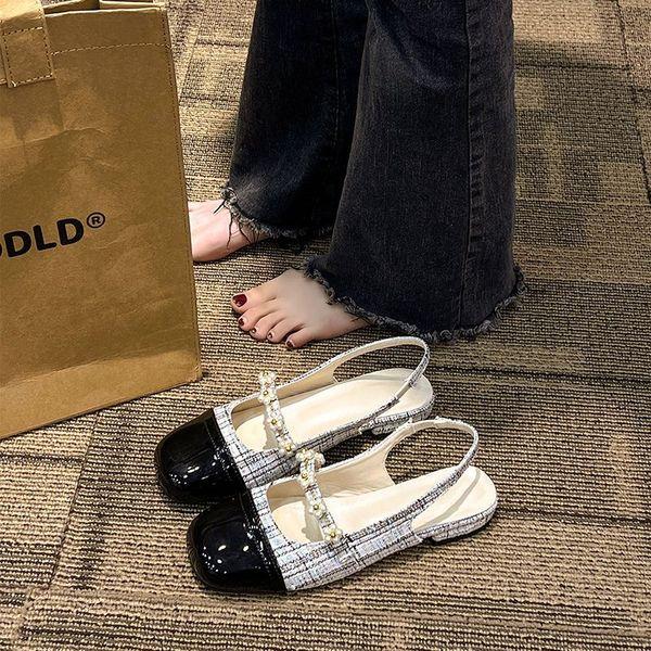 Fashion Female Shoes Slippers Flat Mules For Women 2025 Shallow Slides Cover Toe New Mary Janes Bling Mules For Women 2025 Female Shoes