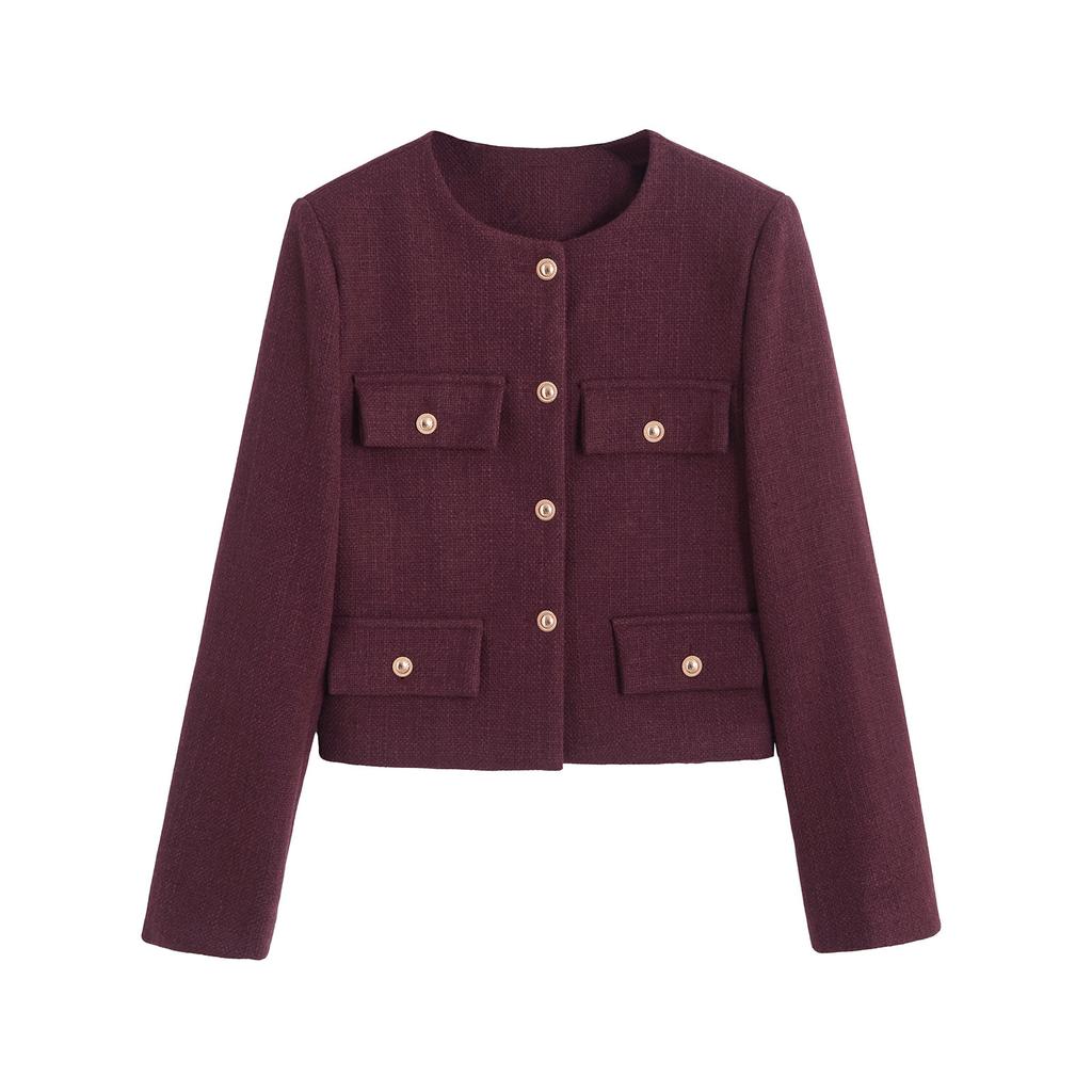 Autumn new women's style design sense fashion versatile casual button coat