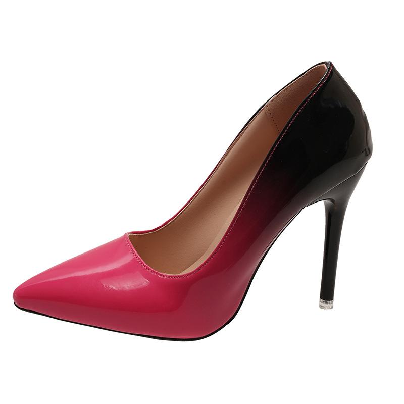High Heels Thin Heels Women's Spring New Large Size High Sense Temperament Gradual Change Color Pointed 4243