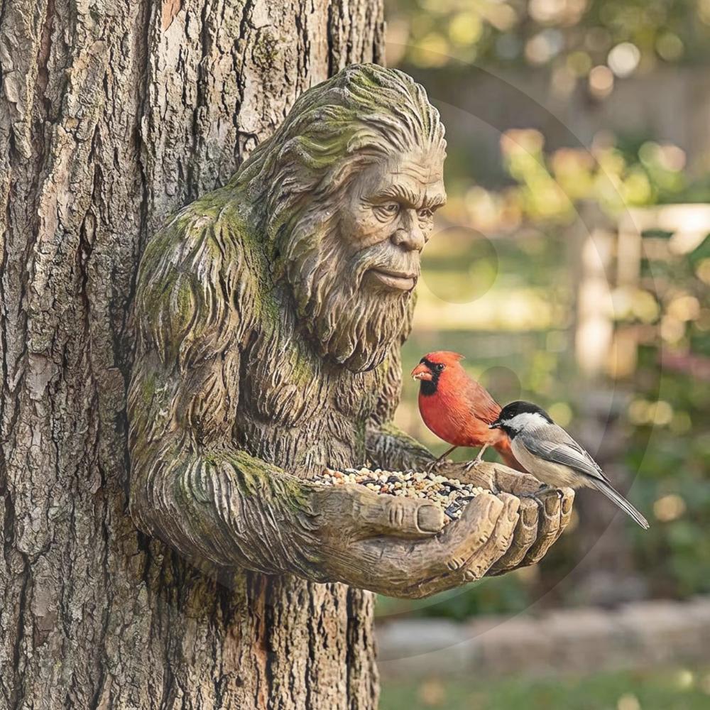 

Bigoot Bird Feeder, Resin Garden Sculpture Waterproof Tree-Mounted Outdoor Wild Birds Feeders Crafts for Wildlife Nature Lovers China Mainland