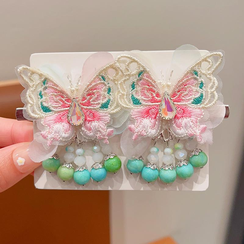 Mid-Autumn Hanfu Fairy Hair Clip - Women's & Children's Ancient Style Floral Tassel, Sweet Accessory for Girls