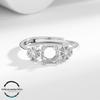 Octagonal Rose Cut Zirconia Women's White Gold Open Copper Ring Setting - DIY Imitation 925 Silver