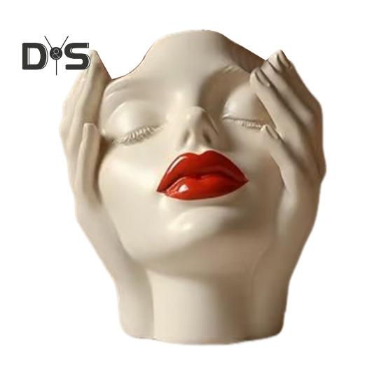 

Держатель для ручек с женским контуром, художественная ваза ручной работы в форме женской головы, минималистичный держатель для кистей для макияжа для дома, гостиной, книжной полки, декора C