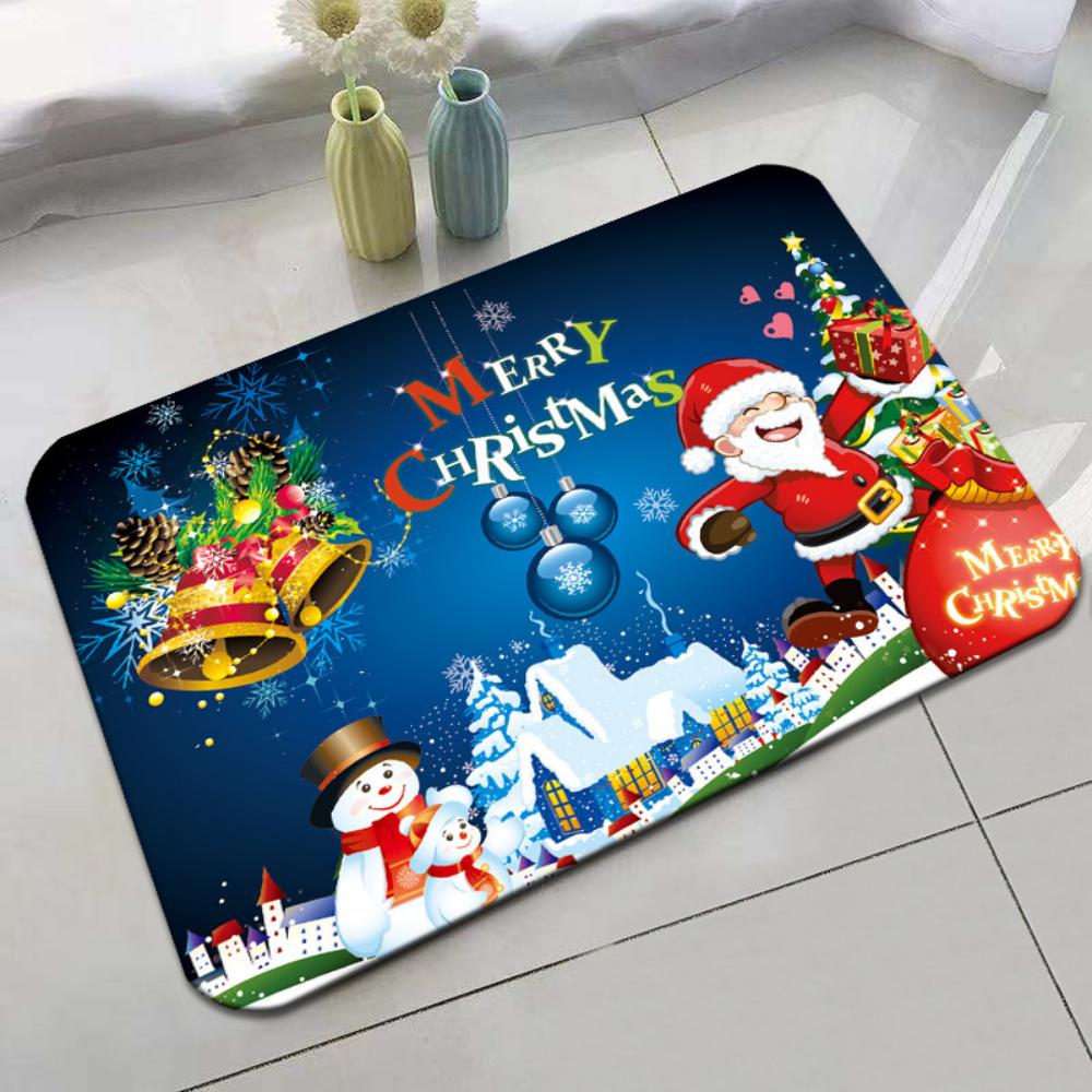 1pcs Christmas Snowman Door Mat Christmas Reindeer Welcome Rug Living Room Bedroom Foot Mat Outdoor Indoor Festival Decor Gift