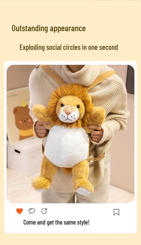 Cross-Border Plush Animal Backpack Toys: Elephant, Pink Rabbit, Lion, Sloth Dolls, Girls' Cloth Doll Bags