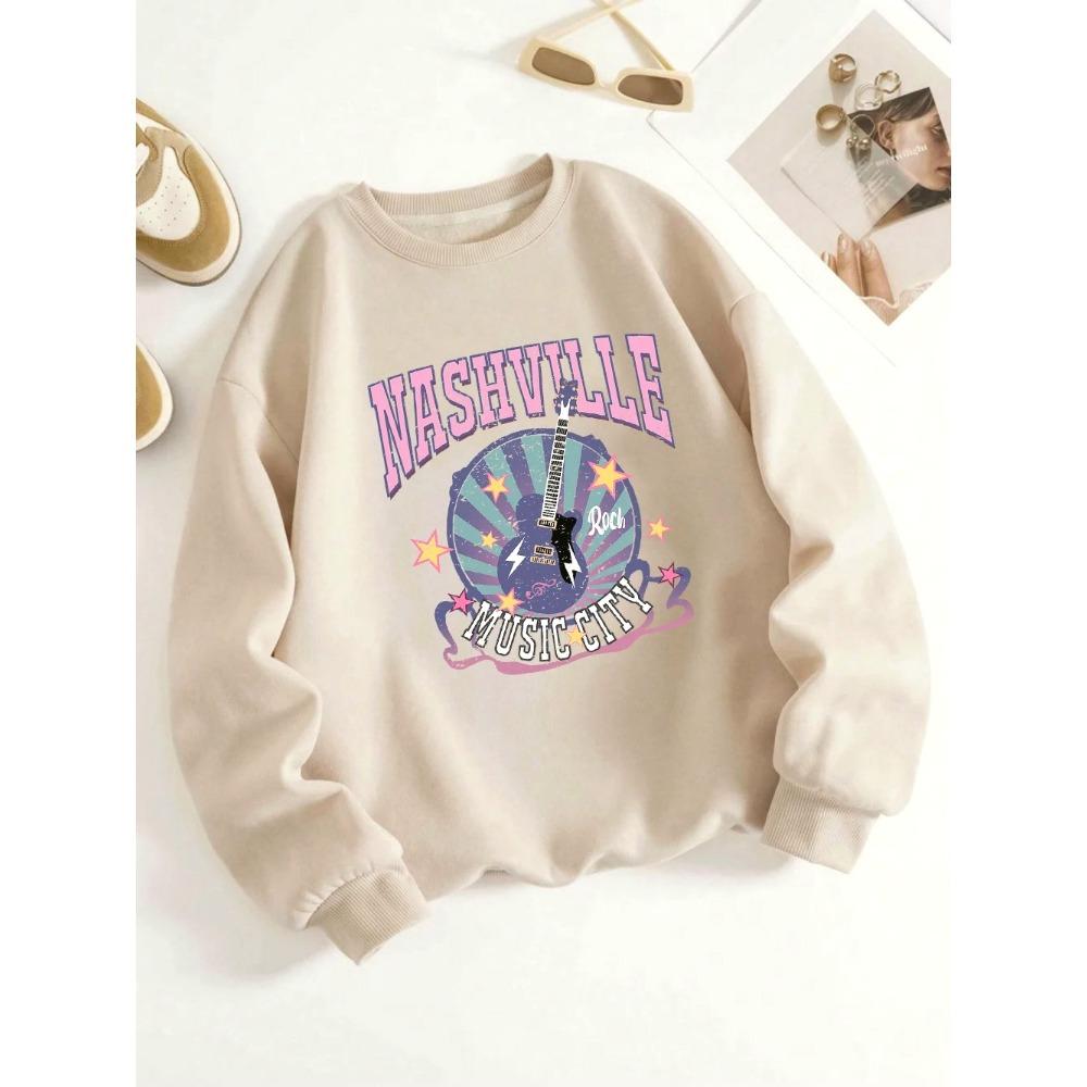 

Street Woman Pullover Nashville Music Cith Poster Printing Hoodie Crewneck Loose Soft Sweatshirt Autumn Female Clothes XL