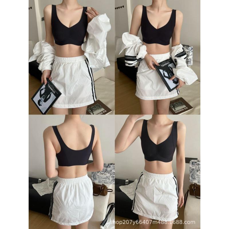 Women Seamless Ice Silk Lift Bra Soft Support Fixed Cup Gathering Beauty Back Bralette