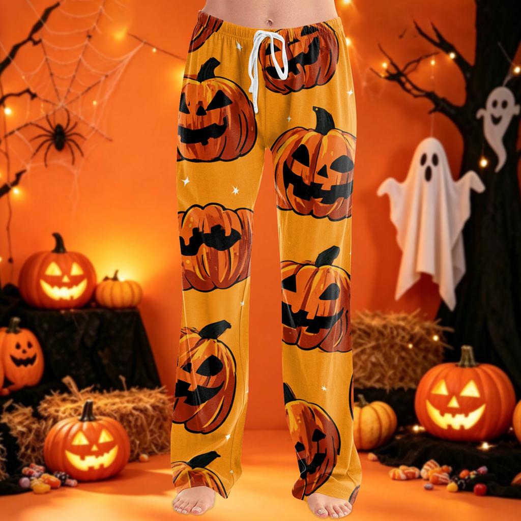 Women's Pajama Pants with Drawstring Halloween Print Relaxed Fit for Casual