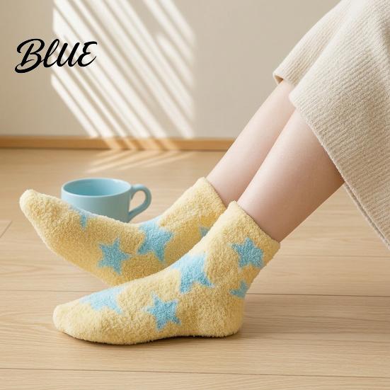 Cozy Indoor Thermal Socks Coral Fleece for Women Soft Crew with Non-Binding Warm Sleeping Cold Feet Top Fuzzy Sleep Cute Prints Autumn Winter Plush