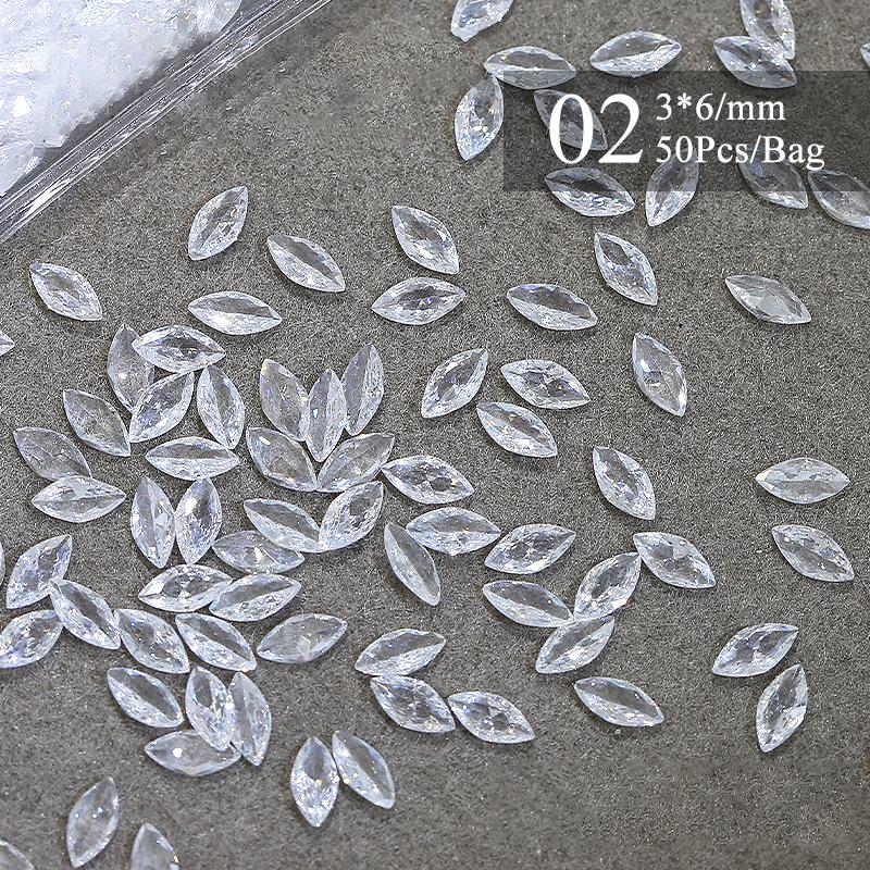 50 ks mini kosočtvercové kamínky na nehty s plochým dnem, AB barva, zdobení nehtů, křišťálové drahokamy, oslnivá manikúra, 3D dekorace na nehty