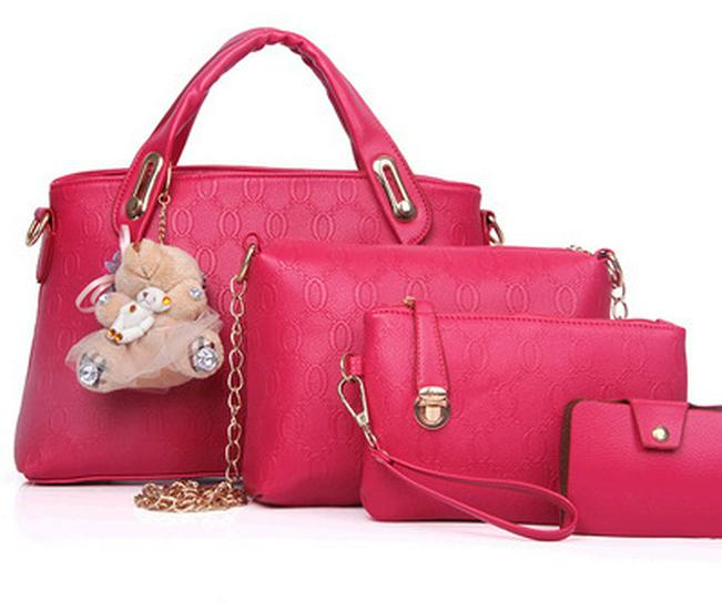 Summer Women's Handbags: New Four-Piece Mother-Child Set with Bear Shoulder & Messenger Bag