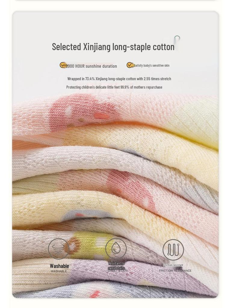 Non-slip Summer Mesh Baby Socks – Seamless, Lightweight, Loose Cuff, Class A Cotton