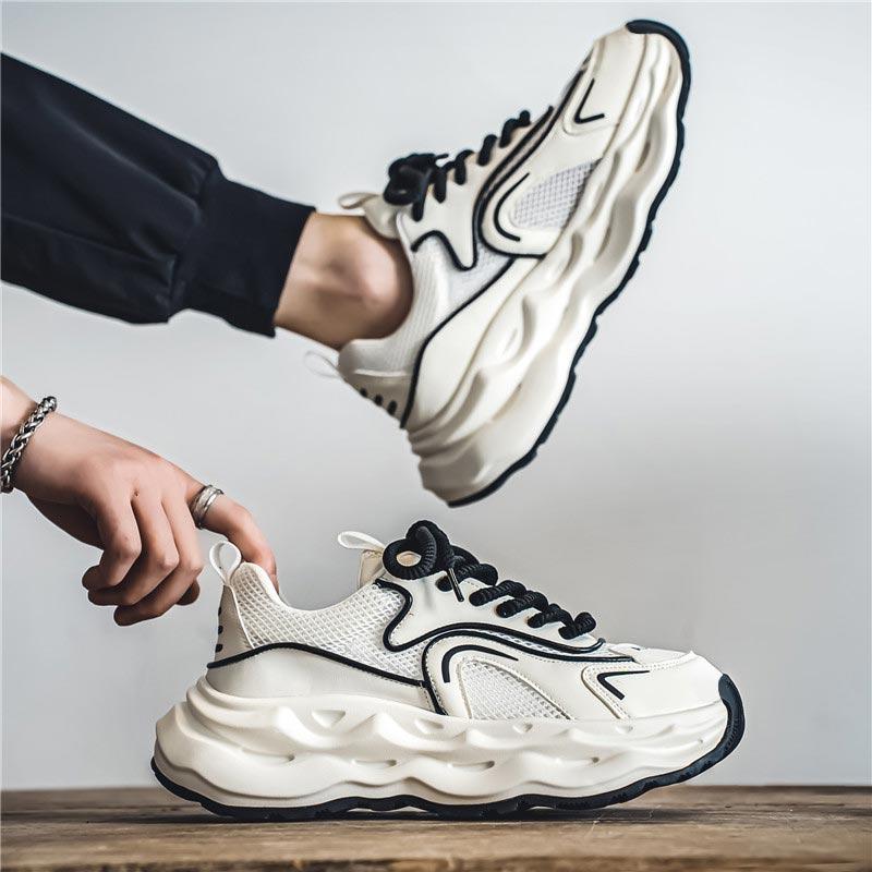 White Yellow Fashion Sneakers for Men Comfort Mesh Casual Sneakers Men Lace-up Platform Shoes Trainers Men Zapatillas De Hombre