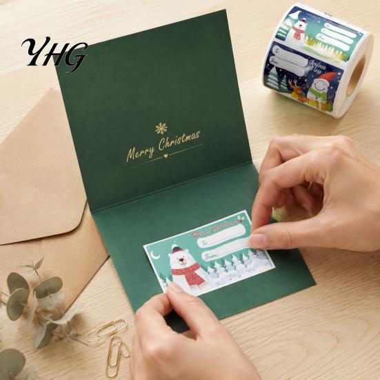 Bulk Gift Packaging Christmas Sticker Labels for Holiday Wrapping, Self-Adhesive Tags with Blank Party Favor Decorations Writing Area Present