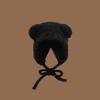 Bear hat women's autumn and winter warm ear protection knitted hat big head circumference show face small bucket hat