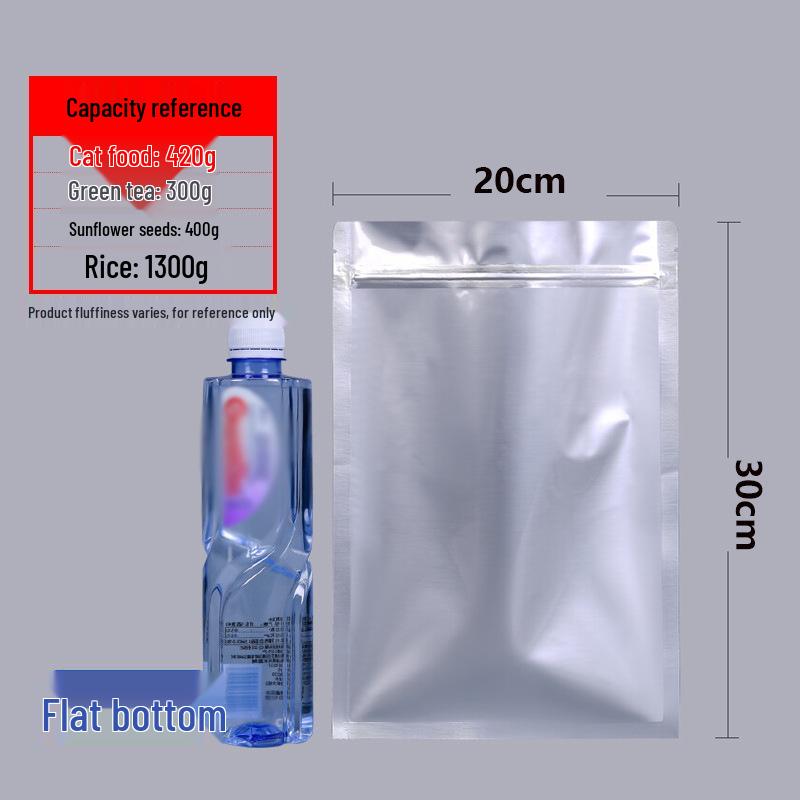 Thickened Aluminum Foil Zipper Bag: Flat Bottom, Moisture & Light-Proof, Self-Sealing for Tea & Food Storage