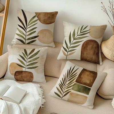 Throw Pillow Case Modern Plant Pattern Pillowcase for Sofa Car Bedroom Decoration
